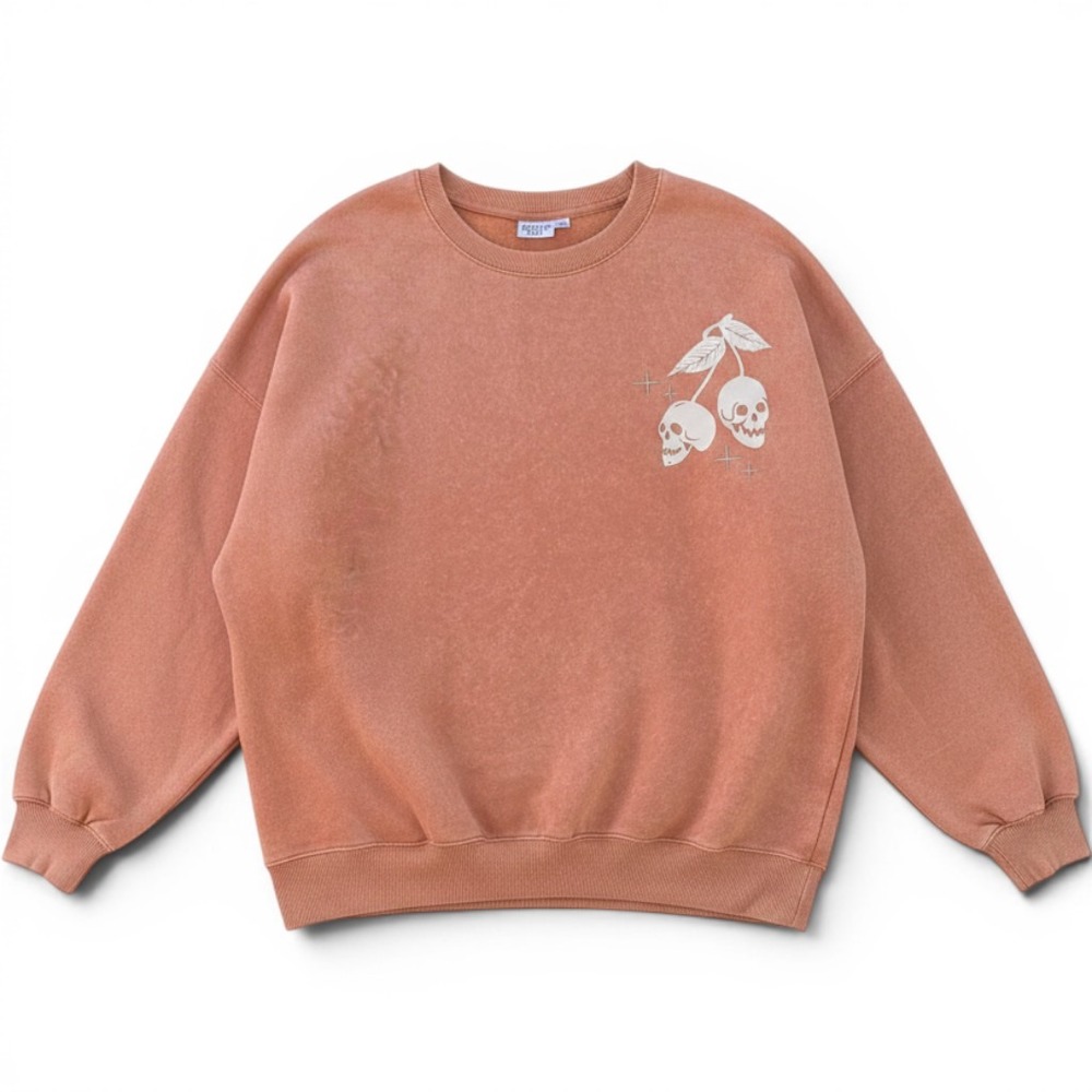 Mighty Fine In My Spooky Era Skull Cherry Halloween Vintage Sweatshirt XL Orange